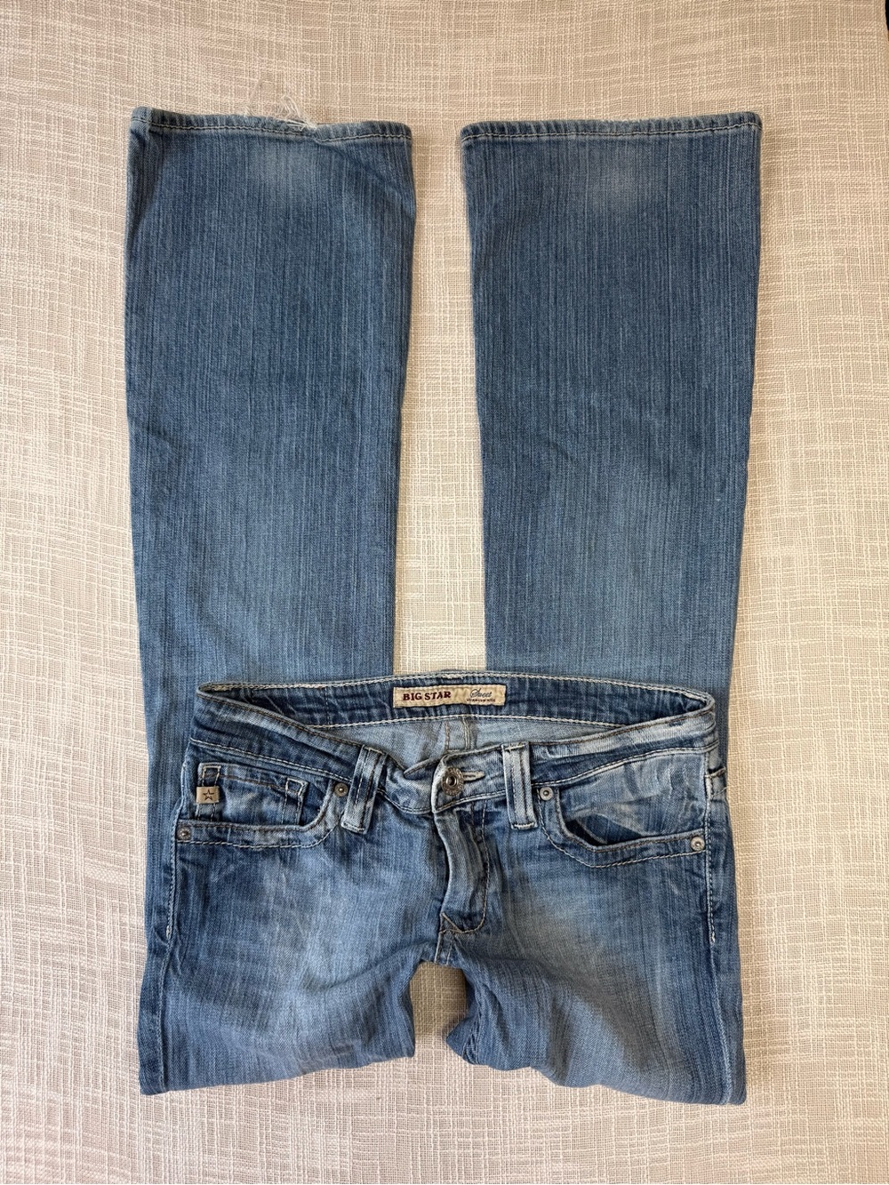 Big Star Sweet Ultra Low Rise Flare Jeans 28L Y2K Light Wash